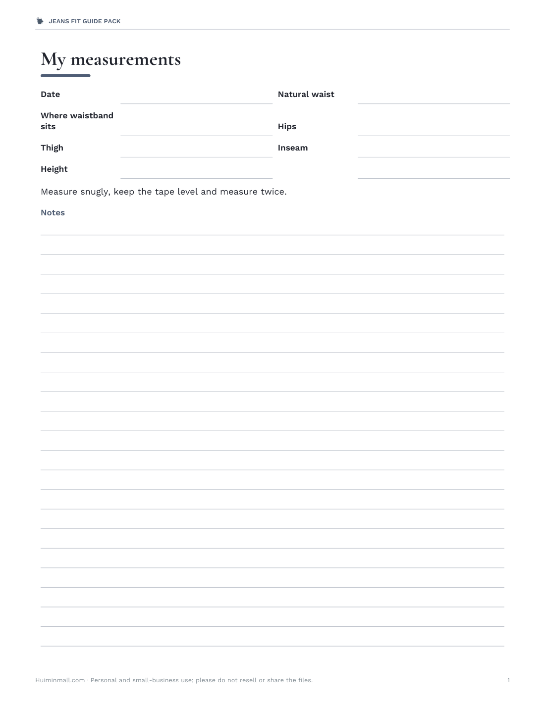 Preview of the first page of Measurement worksheet (PDF/DOCX)